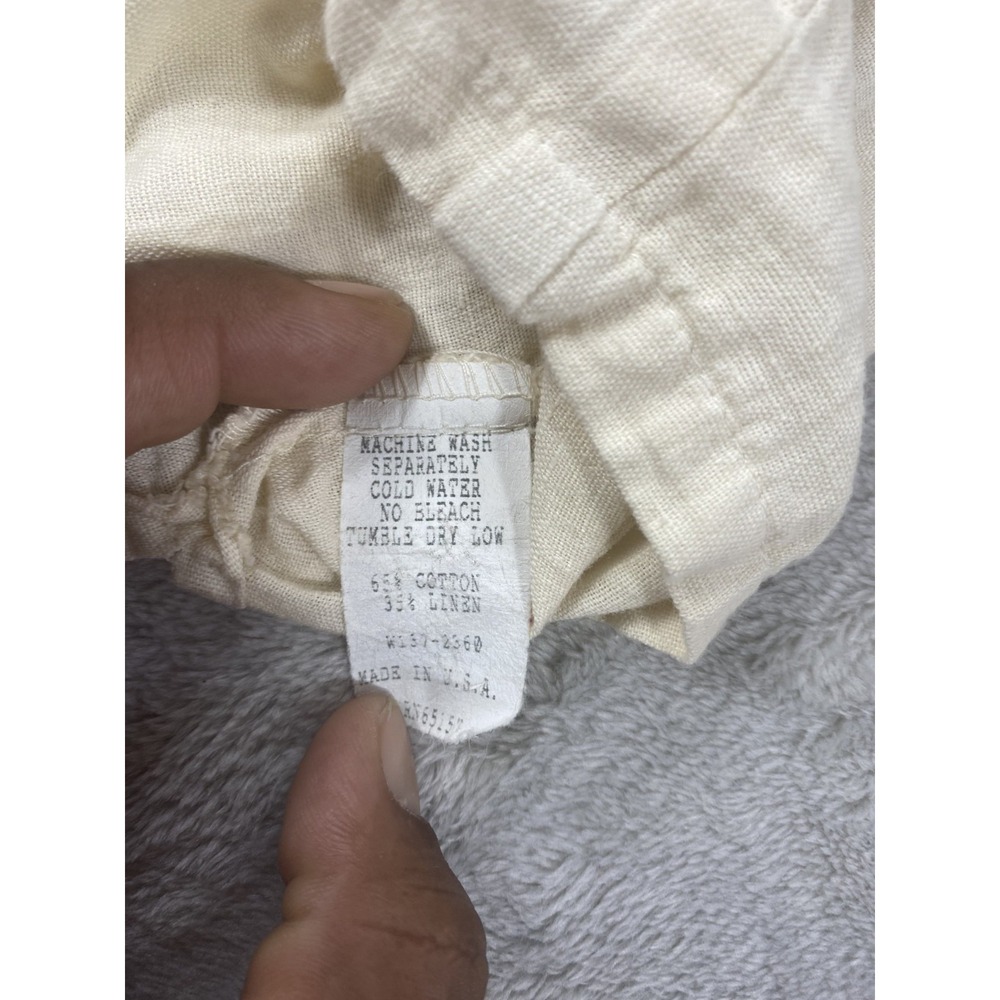 Vintage Sleeveless Shirt Womens XL Linen Blend Mix Chix 90s Y2K Collared Button - Picture 4 of 9